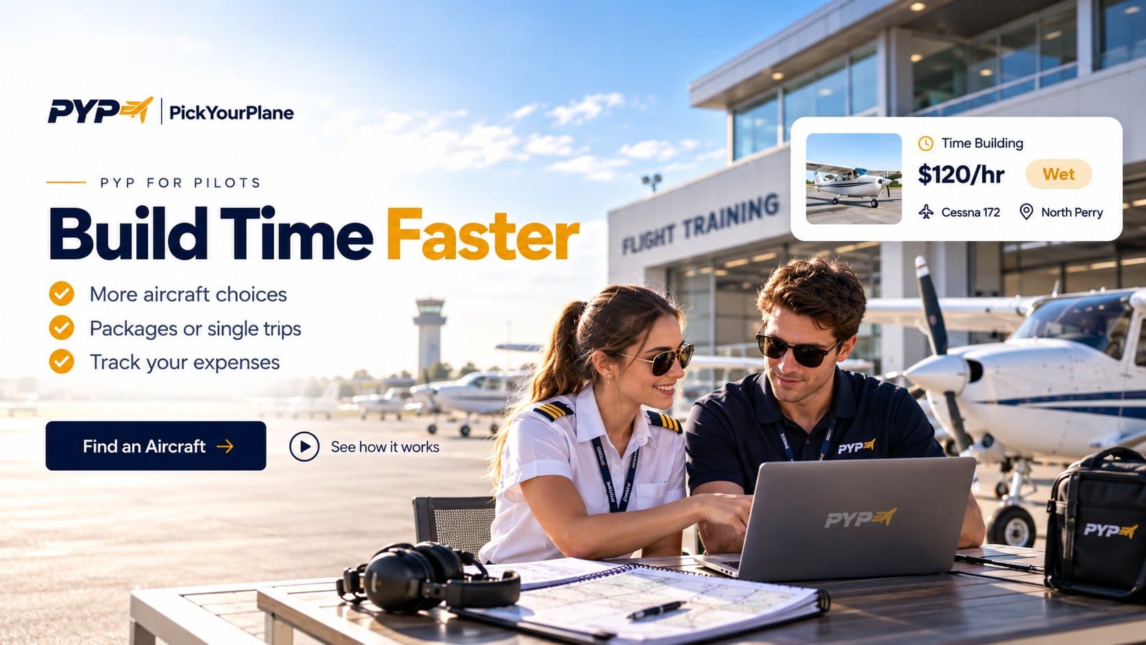 Build Time Faster. More aircraft choices, packages or single trips, track your expenses. Find an Aircraft.